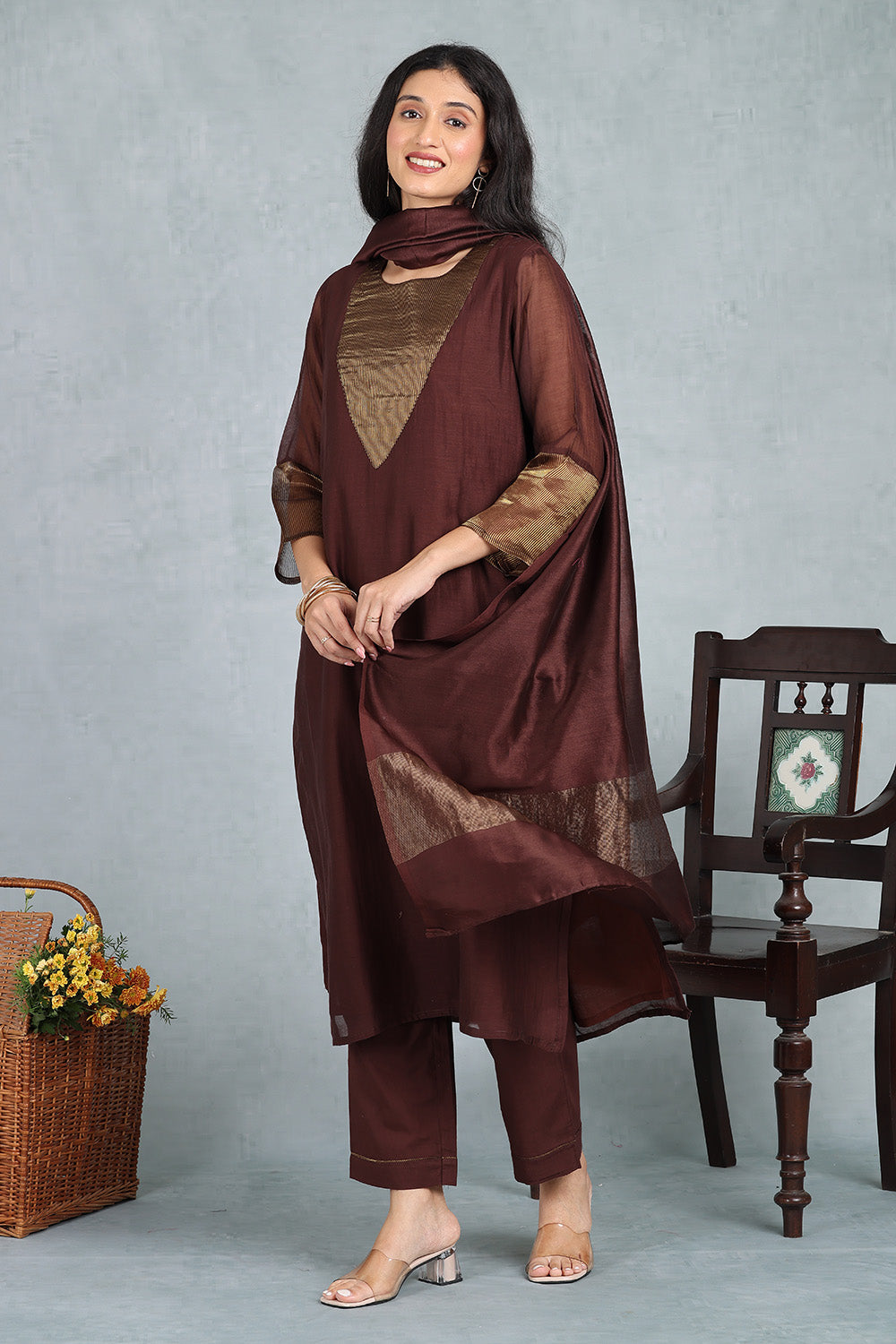 Espresso Brown Ensemble Top  And Bottom