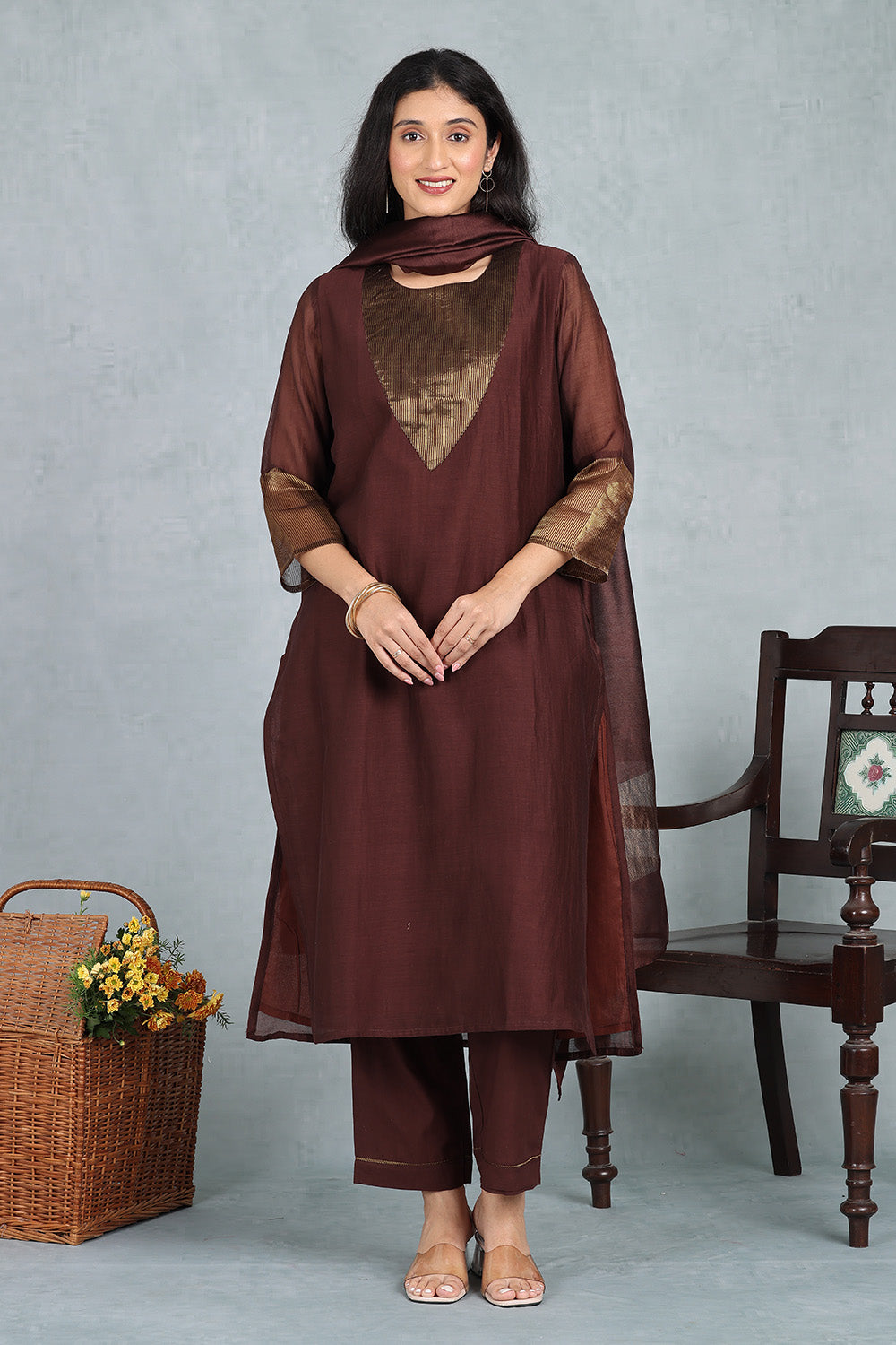 Espresso Brown Ensemble Top  And Bottom