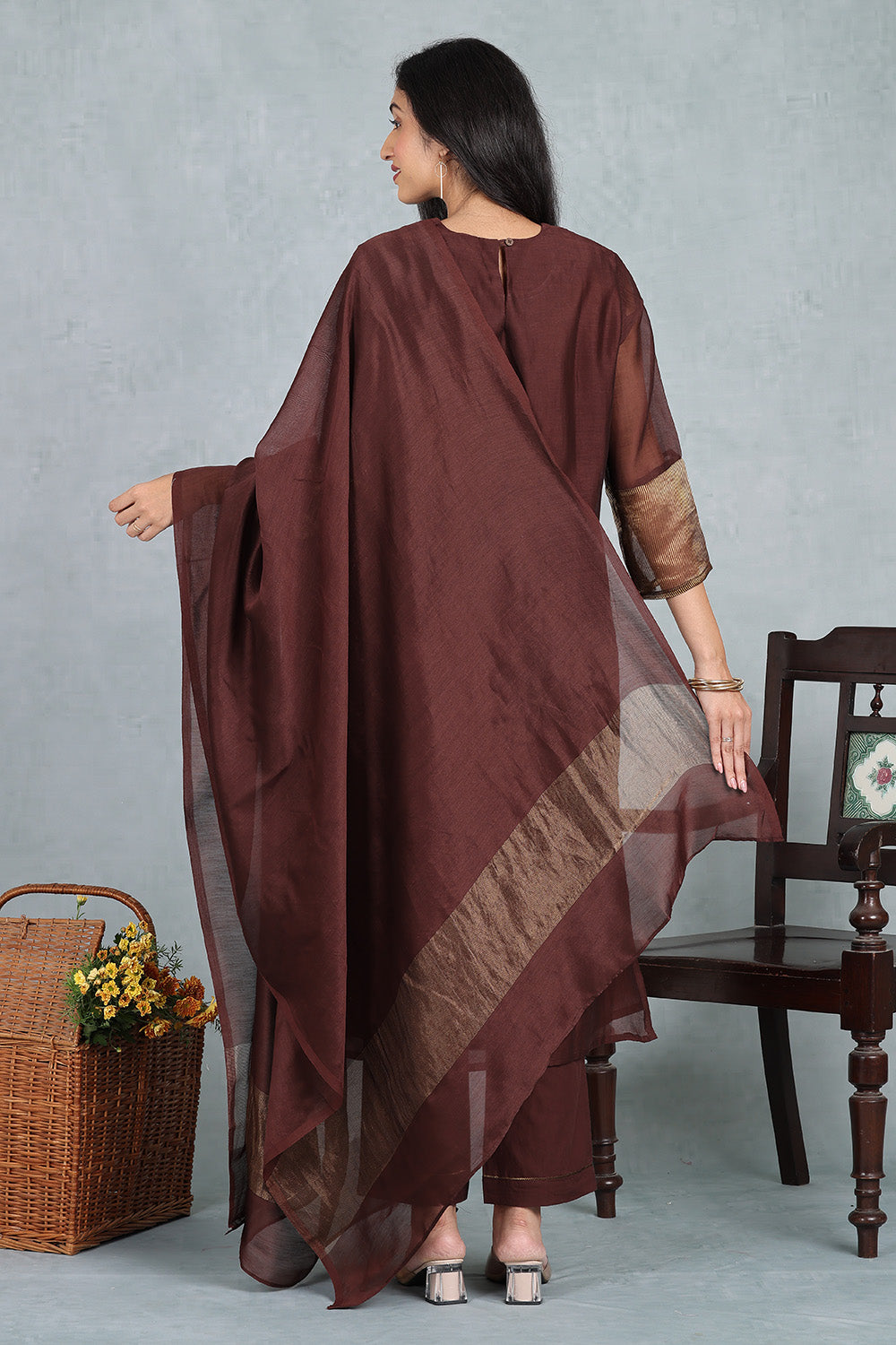 Espresso Brown Ensemble Top  And Bottom