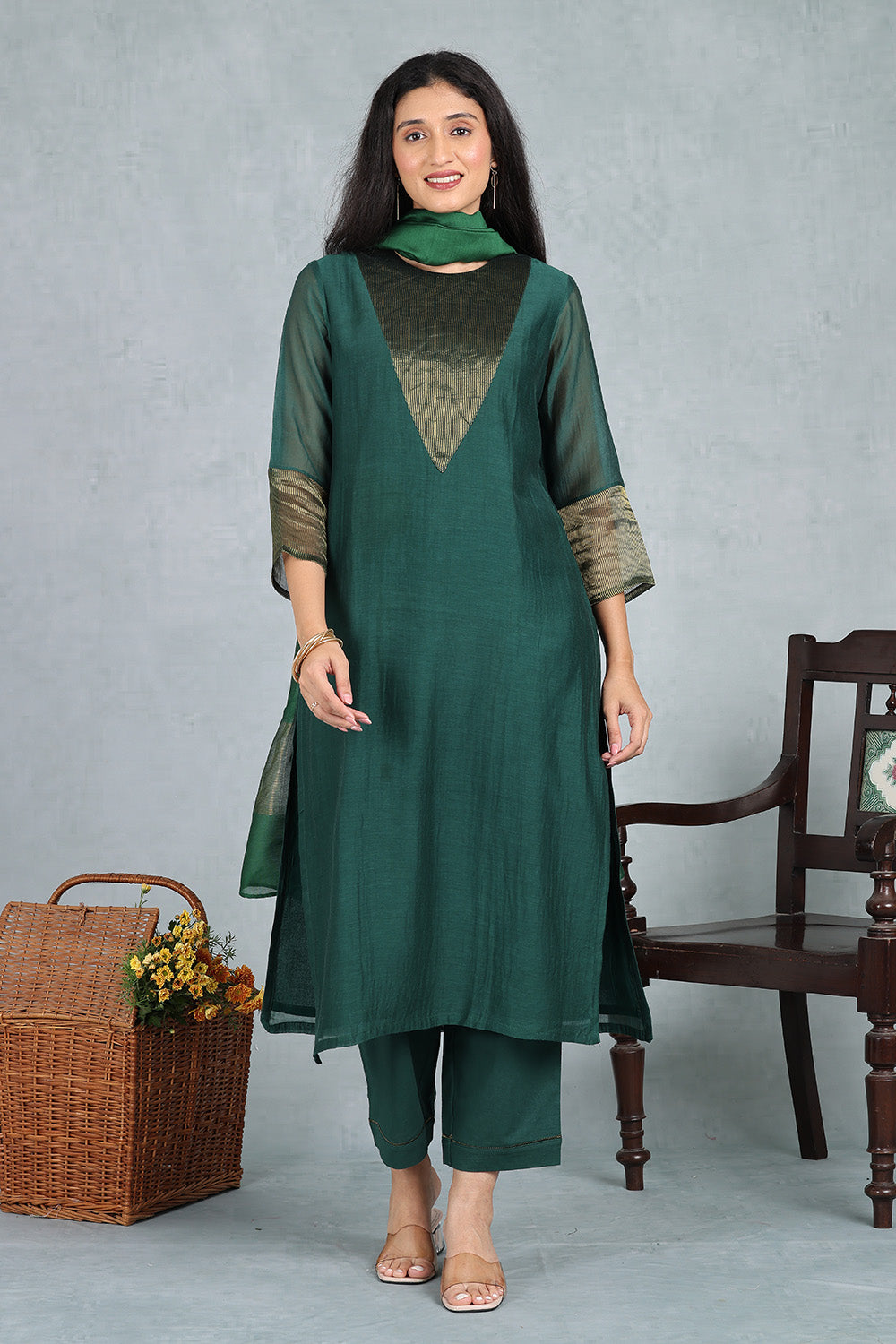 Verdant Emerald Ensemble Top  And Bottom
