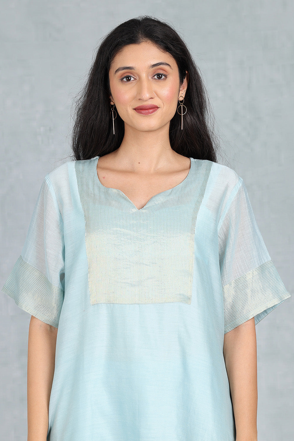 Cloud Blue Kaftan Kurta Top , Bottom And Slip