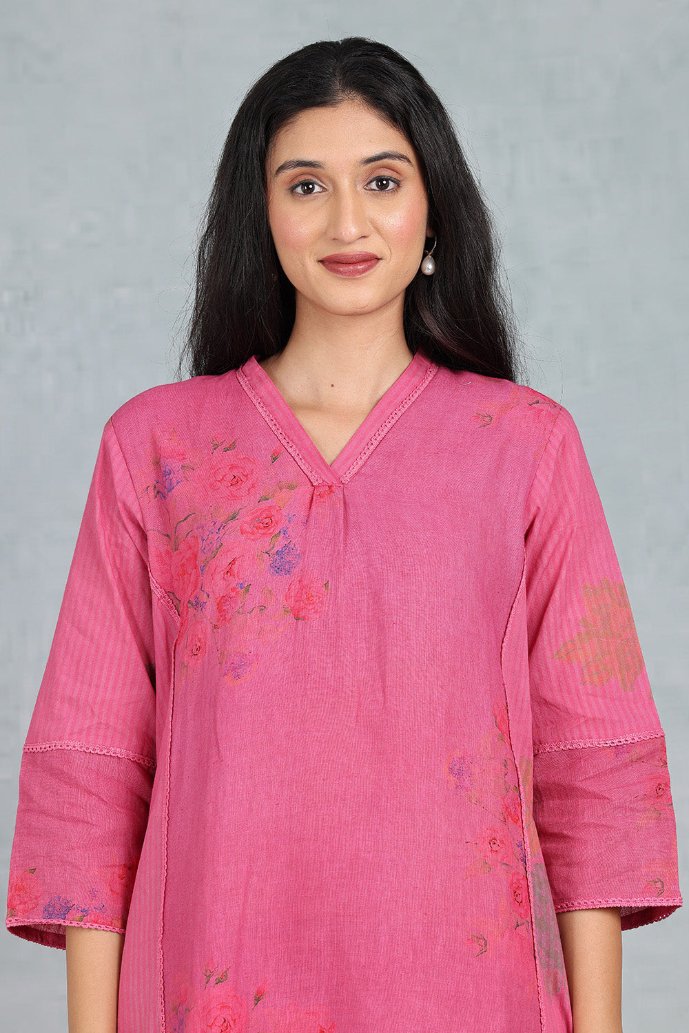 Royal Rose Handwoven Linen Kurta Top And Bottom