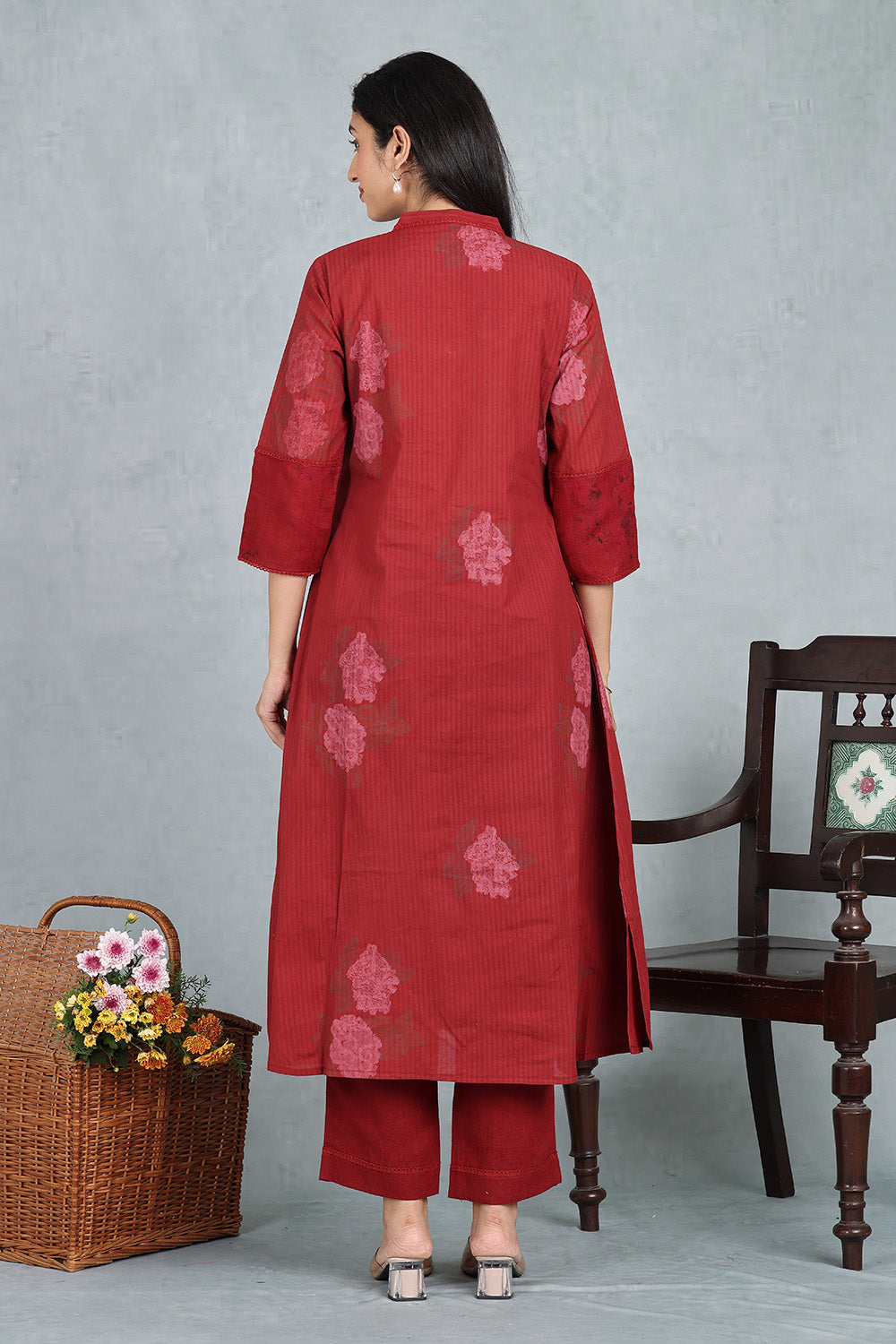 Berry Crimson Handwoven Linen Kurta Top