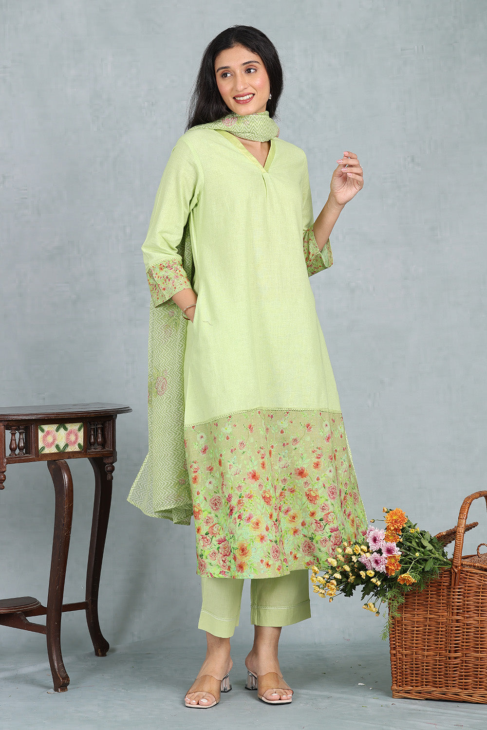Liril Green Handwoven Linen Top