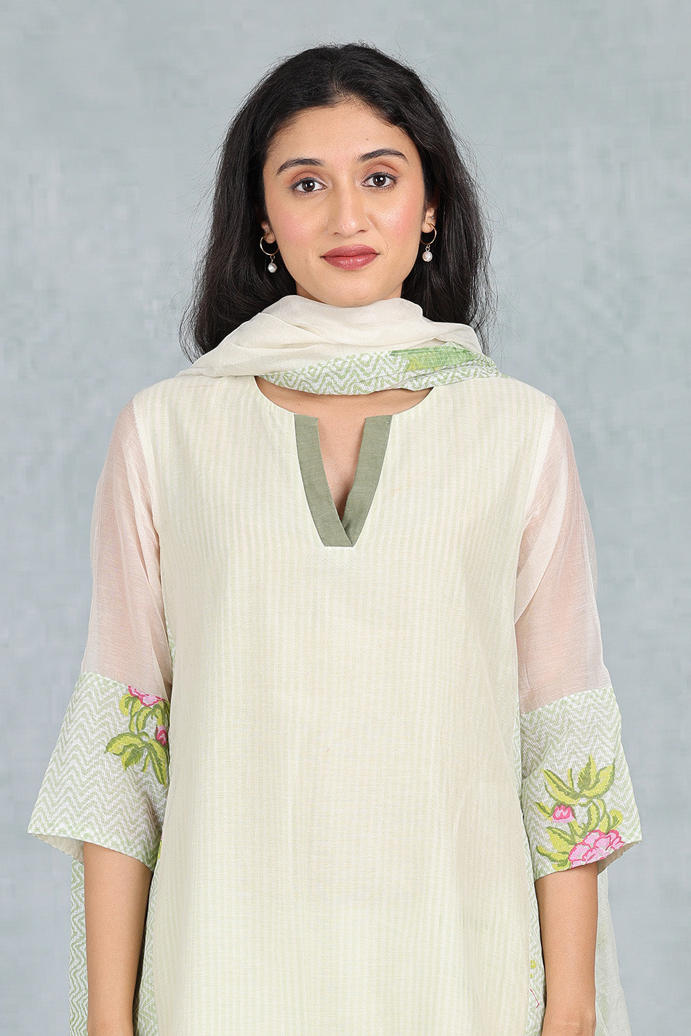 Ivory Chanderi Ensemble Top