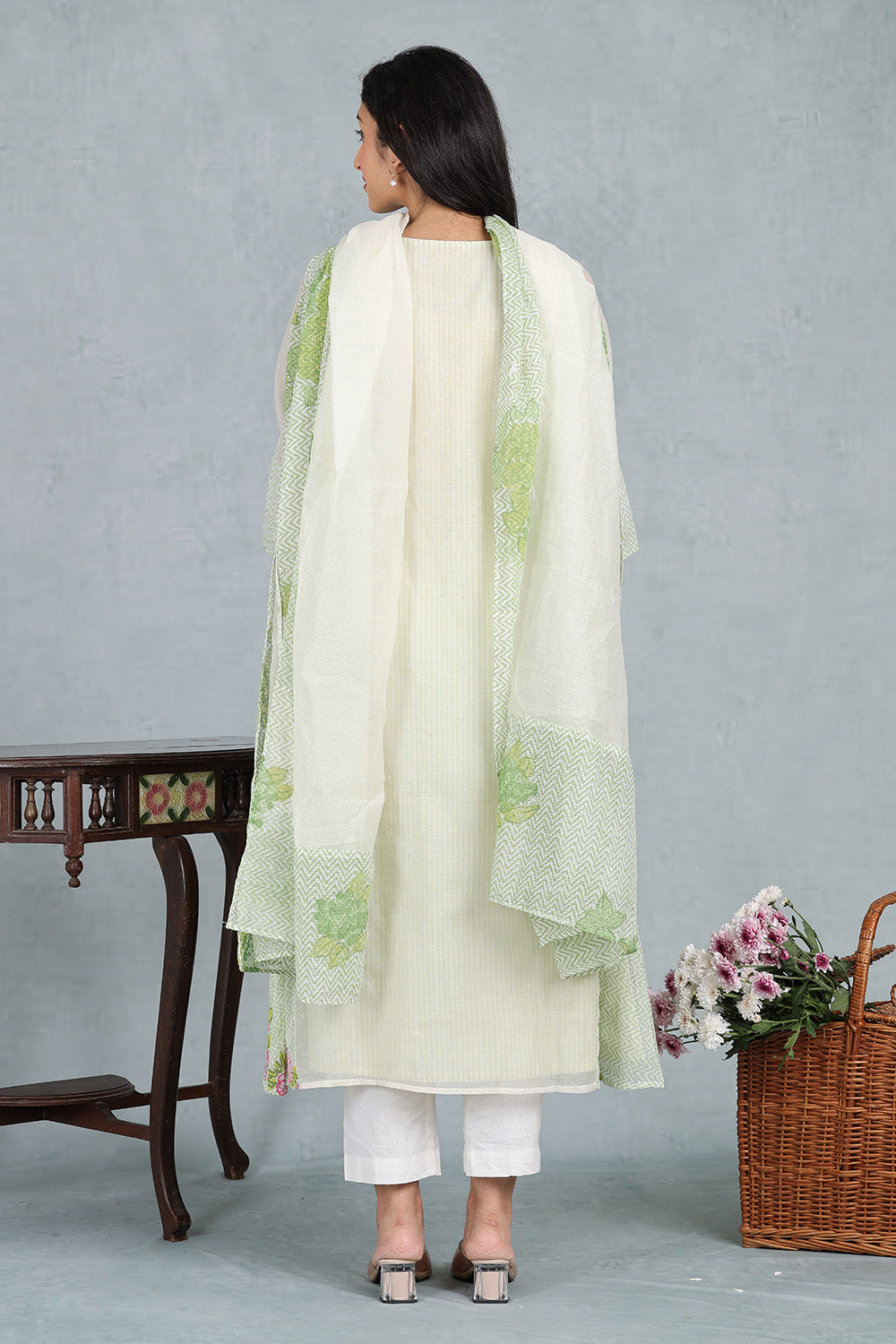 Ivory Chanderi Ensemble Top