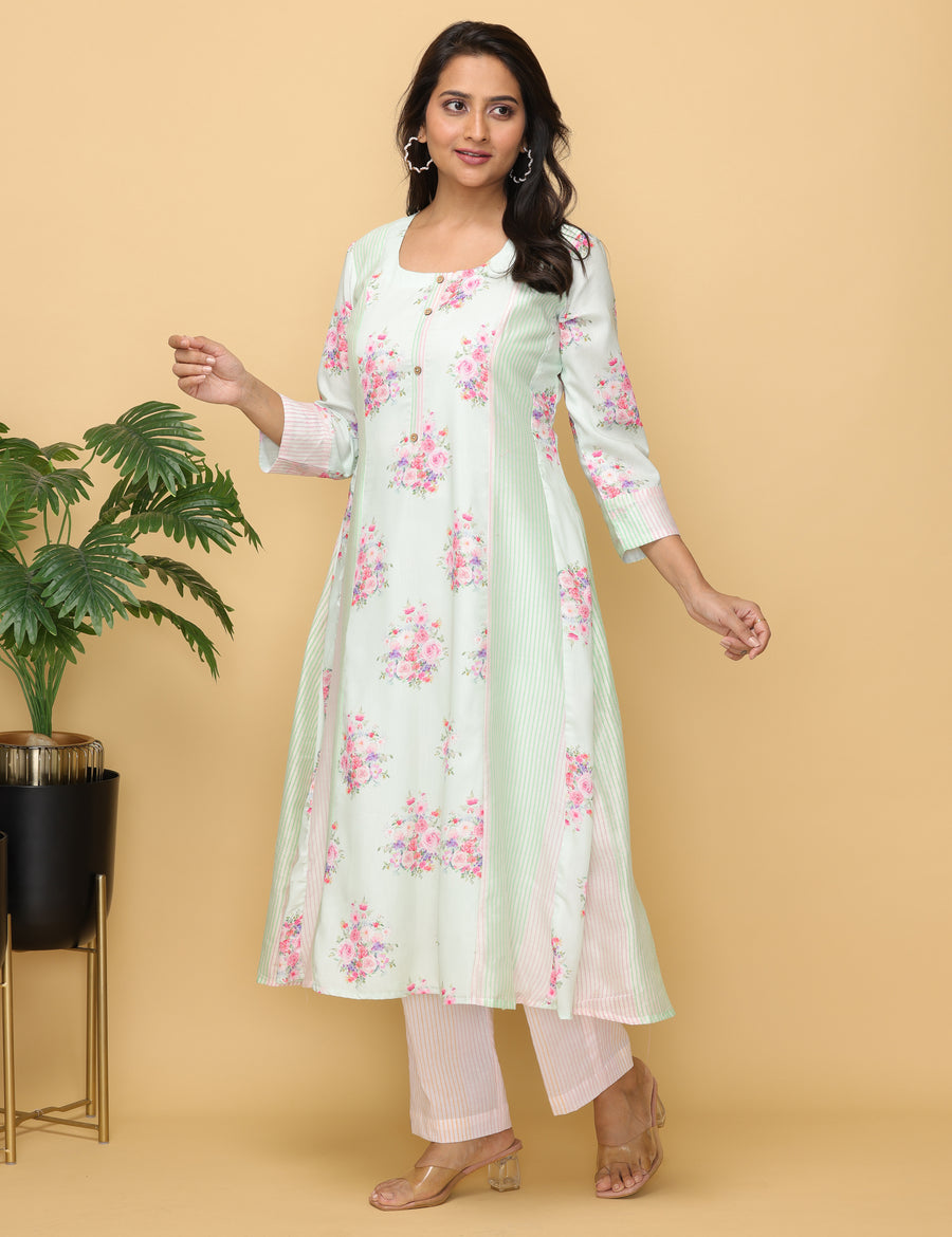 Mint Glaze Modal Muslin Cotton Suit