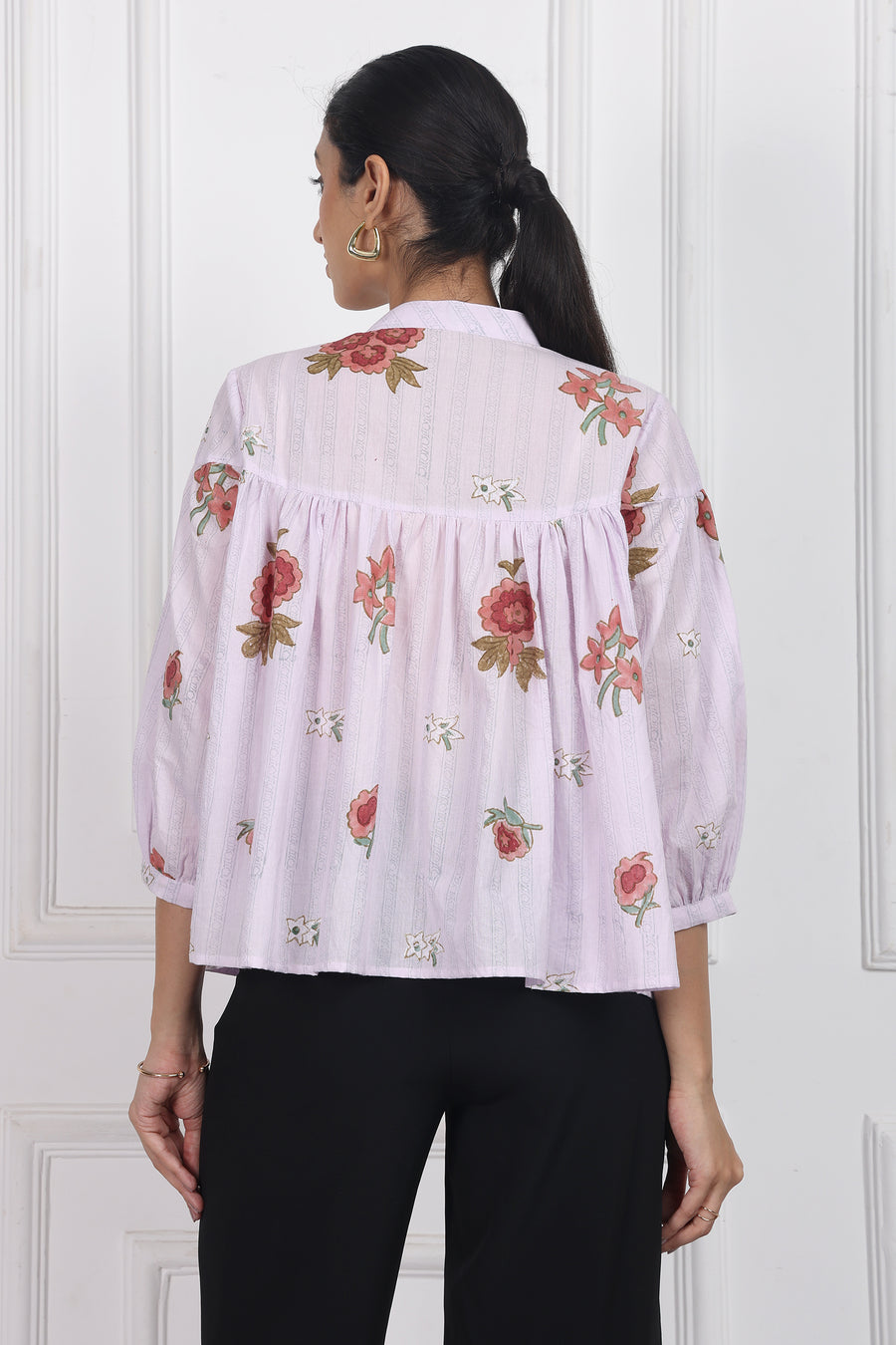 Antique Rose Handblock printed floral Top