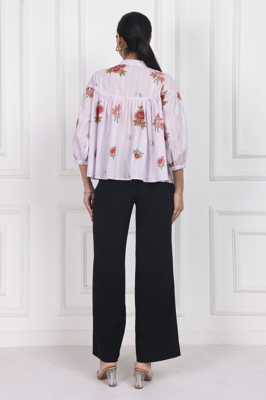 Antique Rose Handblock printed floral Top