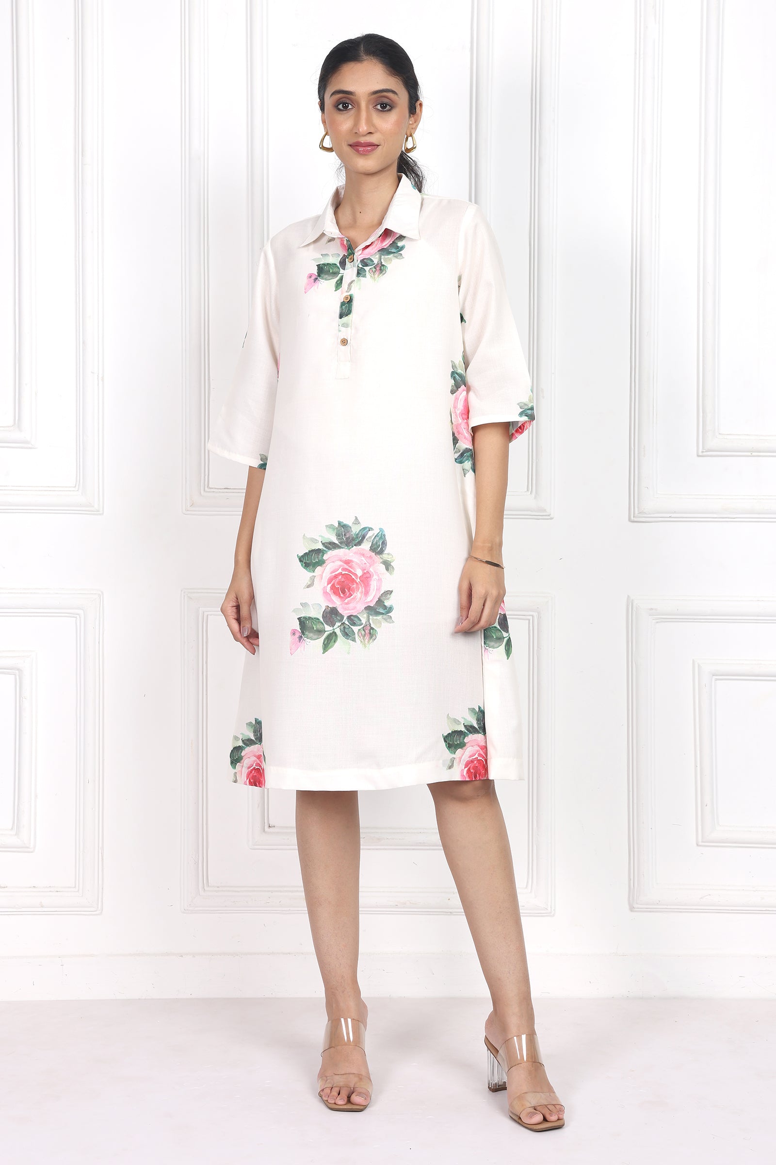 Wander Edit - Victorian Rose Collared  Short Dress