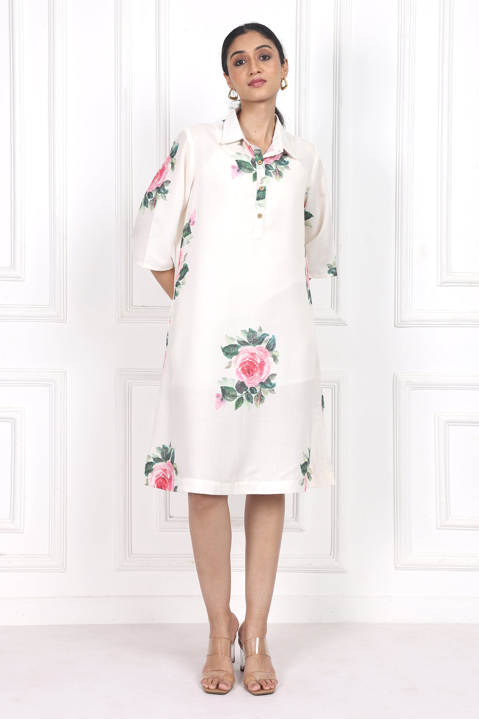 Wander Edit - Victorian Rose Collared  Short Dress