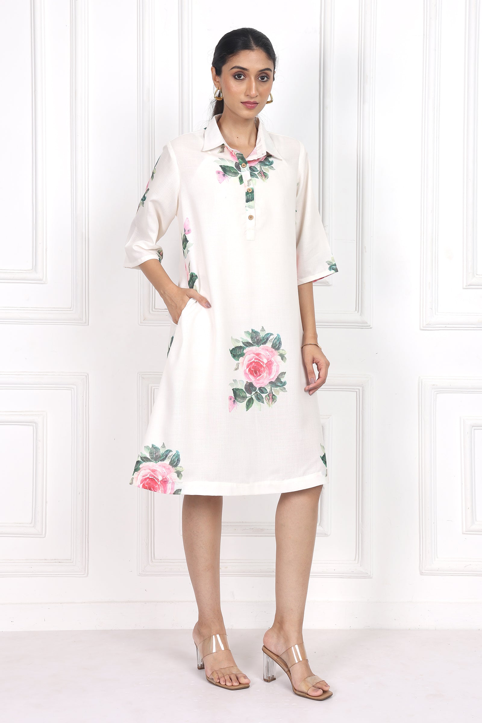 Wander Edit - Victorian Rose Collared  Short Dress