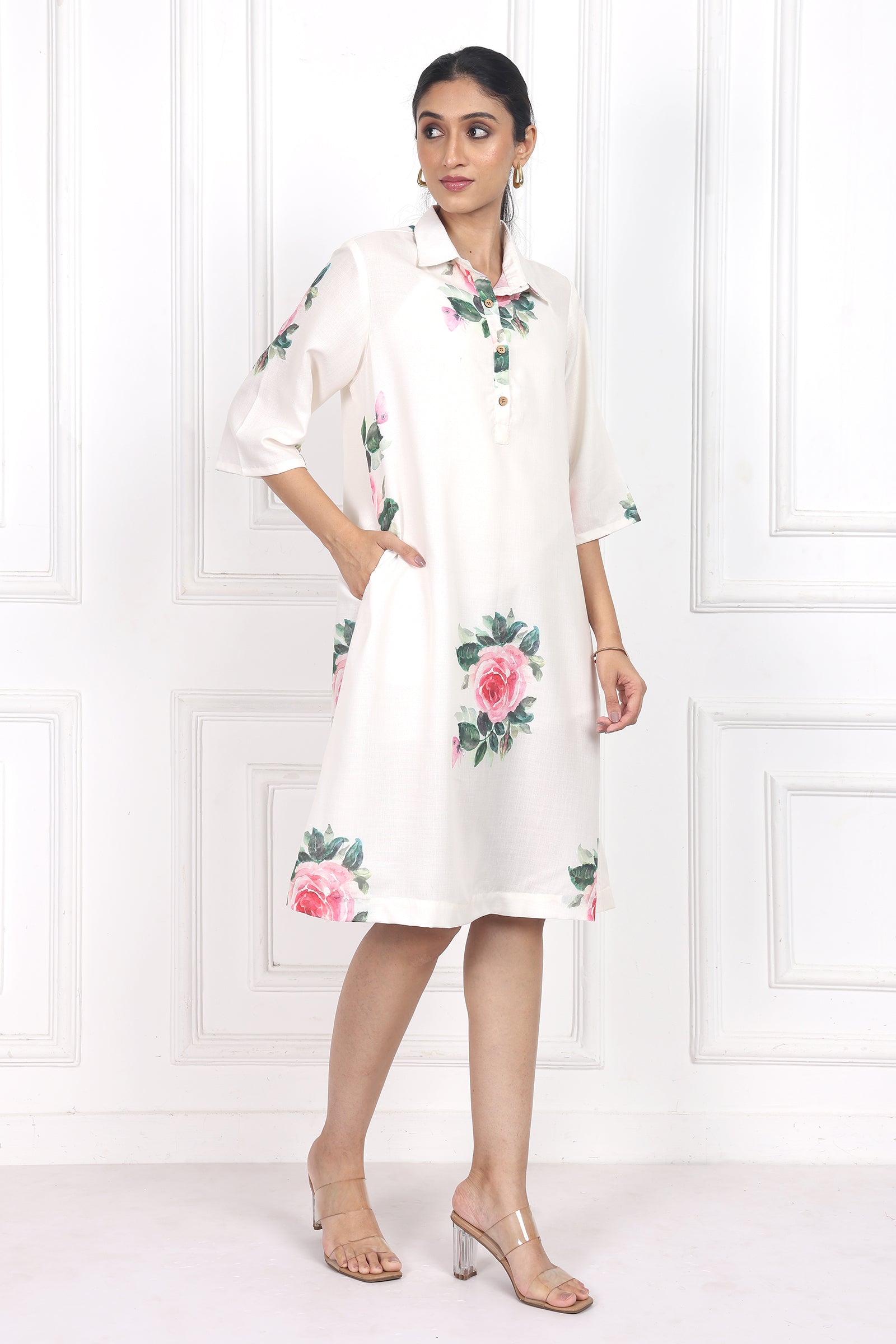 Wander Edit - Victorian Rose Collared  Short Dress