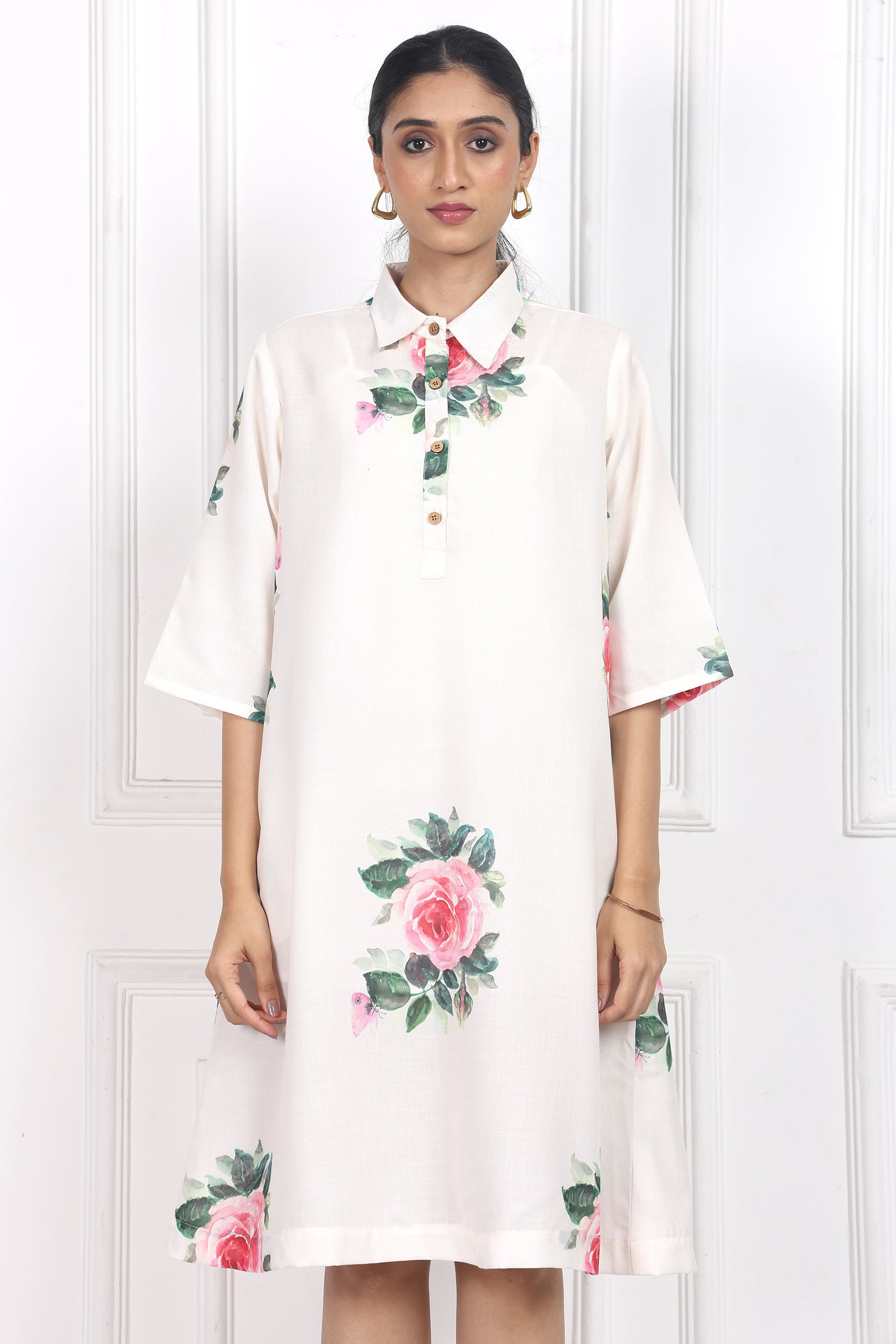 Wander Edit - Victorian Rose Collared  Short Dress