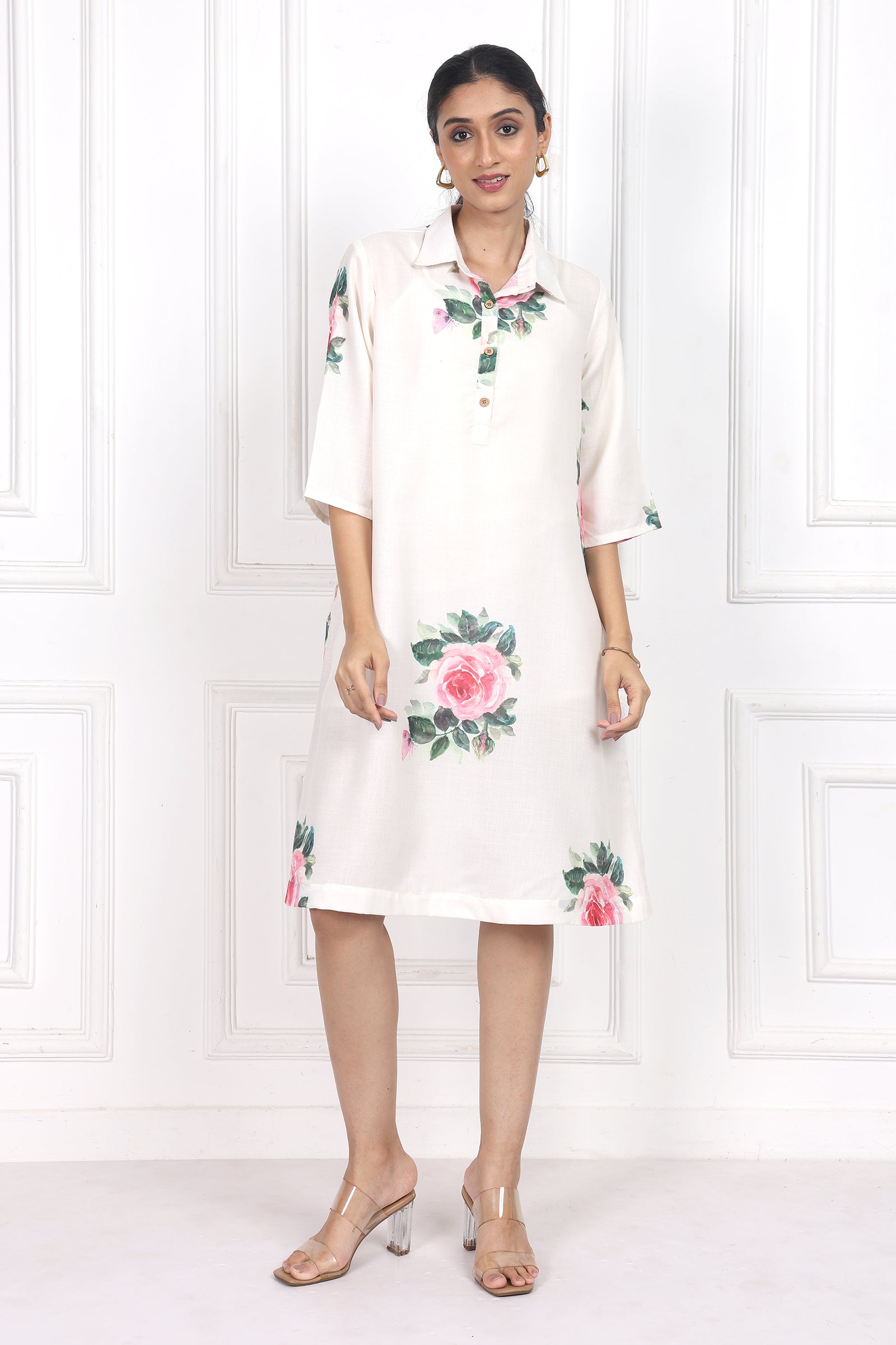 Wander Edit - Victorian Rose Collared  Short Dress