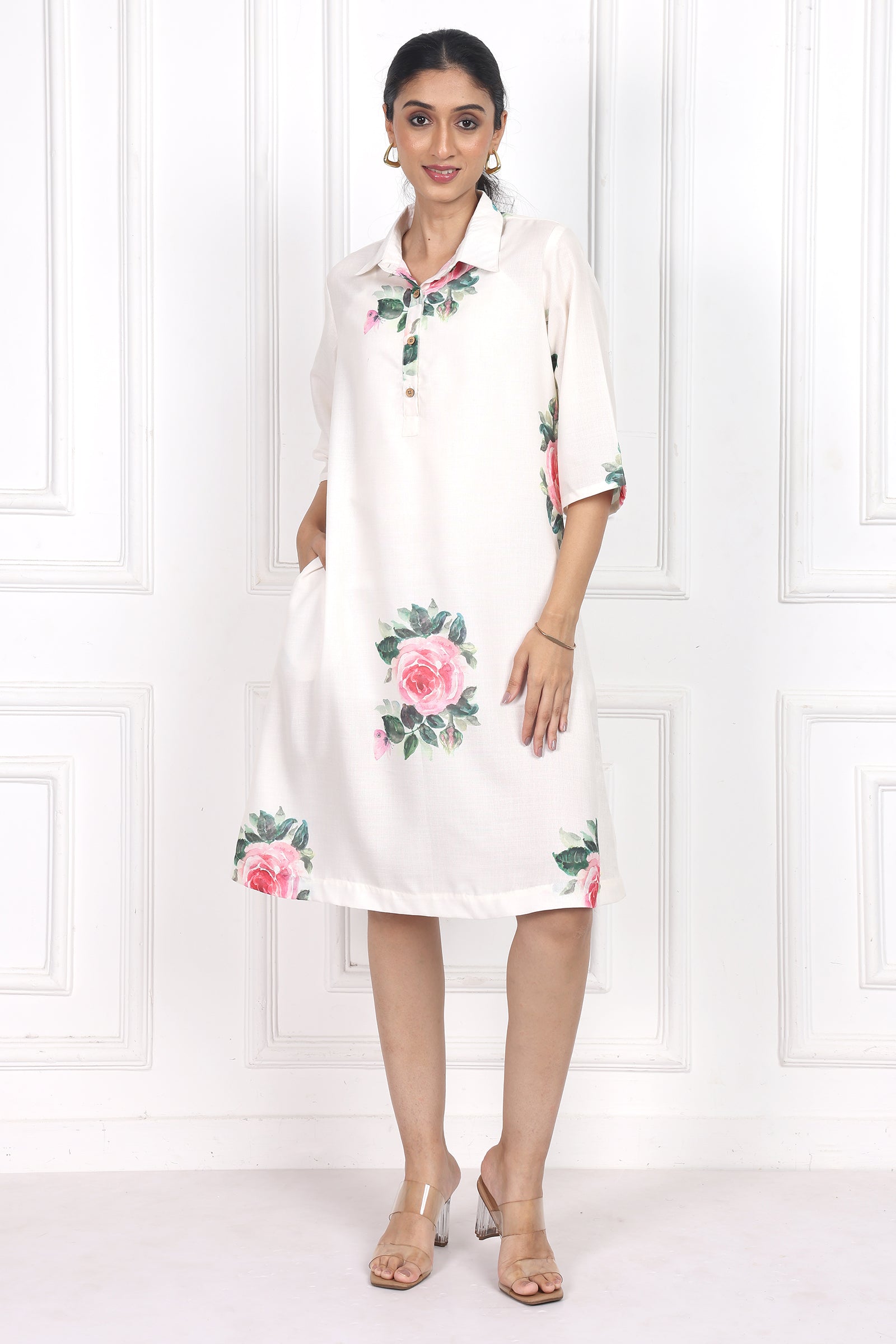 Wander Edit - Victorian Rose Collared  Short Dress