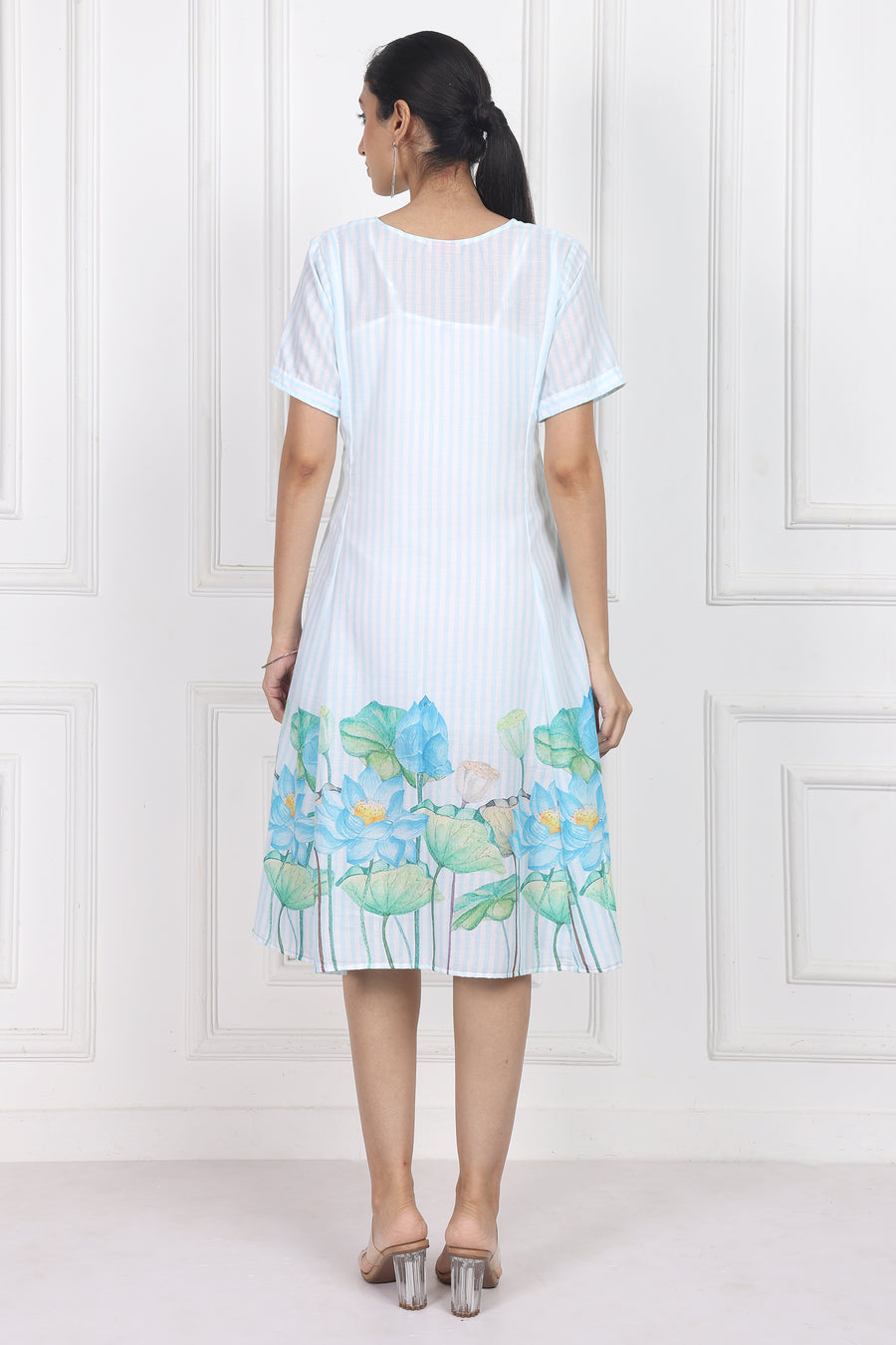 Lotus in Moonlight A Line Panelled Short Dress