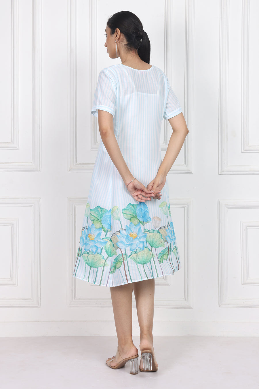 Lotus in Moonlight A Line Panelled Short Dress