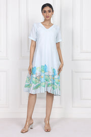 Lotus in Moonlight A Line Panelled Short Dress