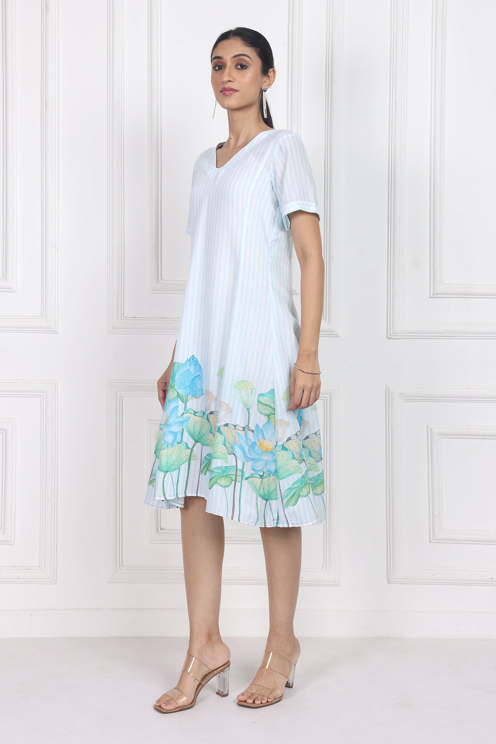 Wander Edit - Lotus  In Moon Light A Lined Panelled Dress