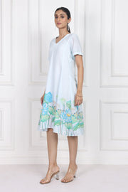 Lotus in Moonlight A Line Panelled Short Dress
