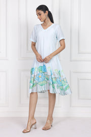 Lotus in Moonlight A Line Panelled Short Dress