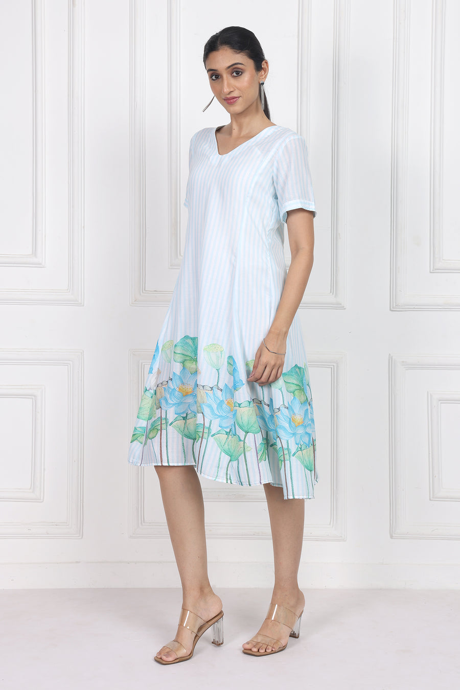Lotus in Moonlight A Line Panelled Short Dress