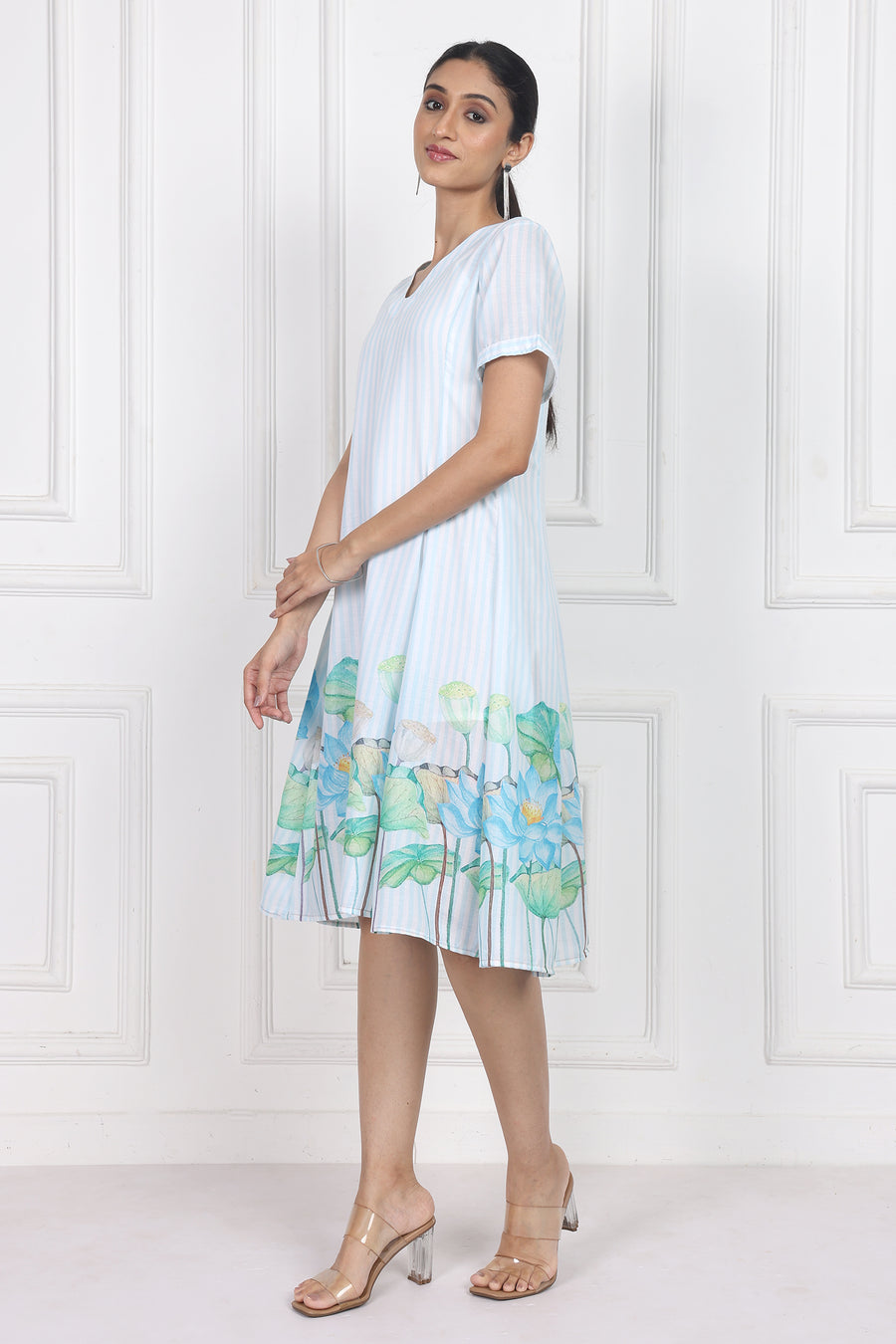 Lotus in Moonlight A Line Panelled Short Dress