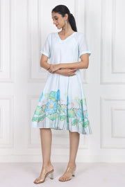 Lotus in Moonlight A Line Panelled Short Dress
