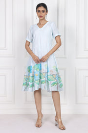Lotus in Moonlight A Line Panelled Short Dress