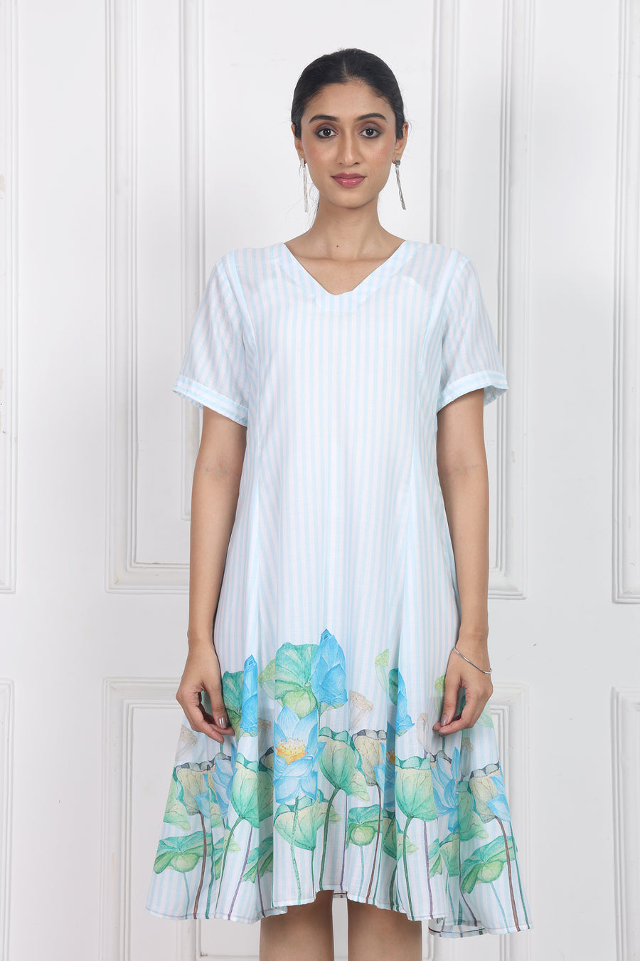 Lotus in Moonlight A Line Panelled Short Dress