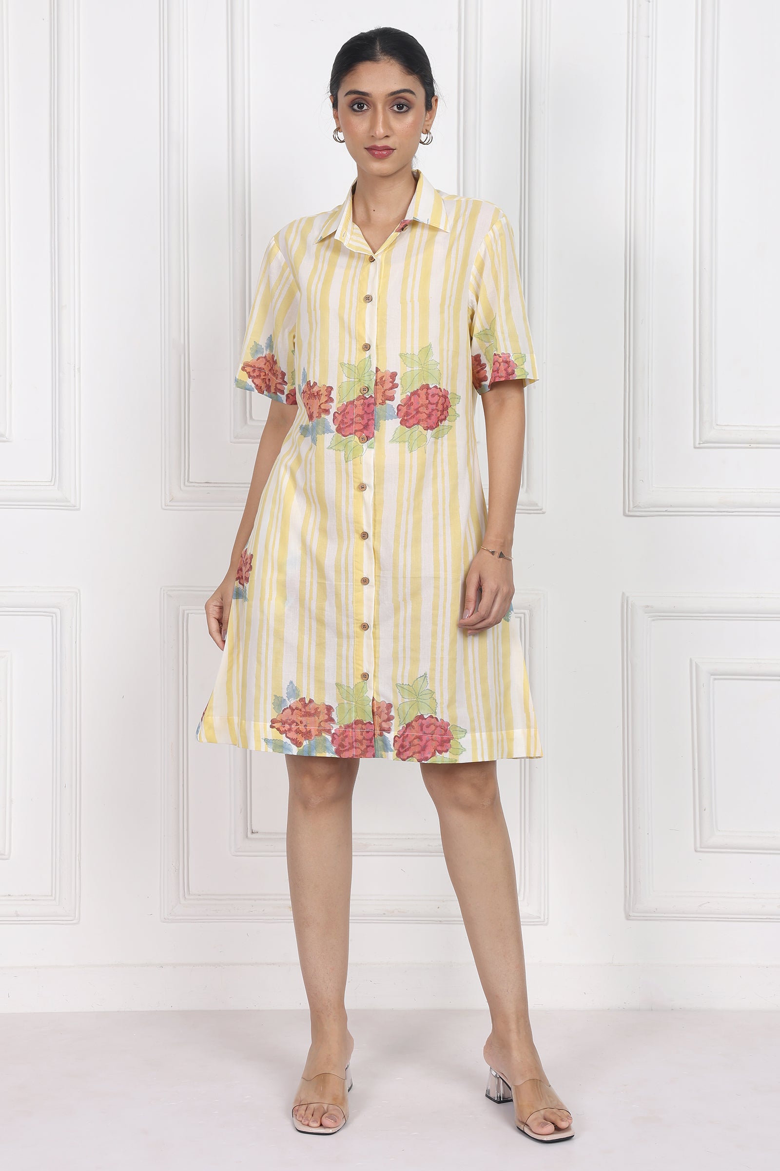 Wander Edit - Hydrangea Mist Button Front Dress