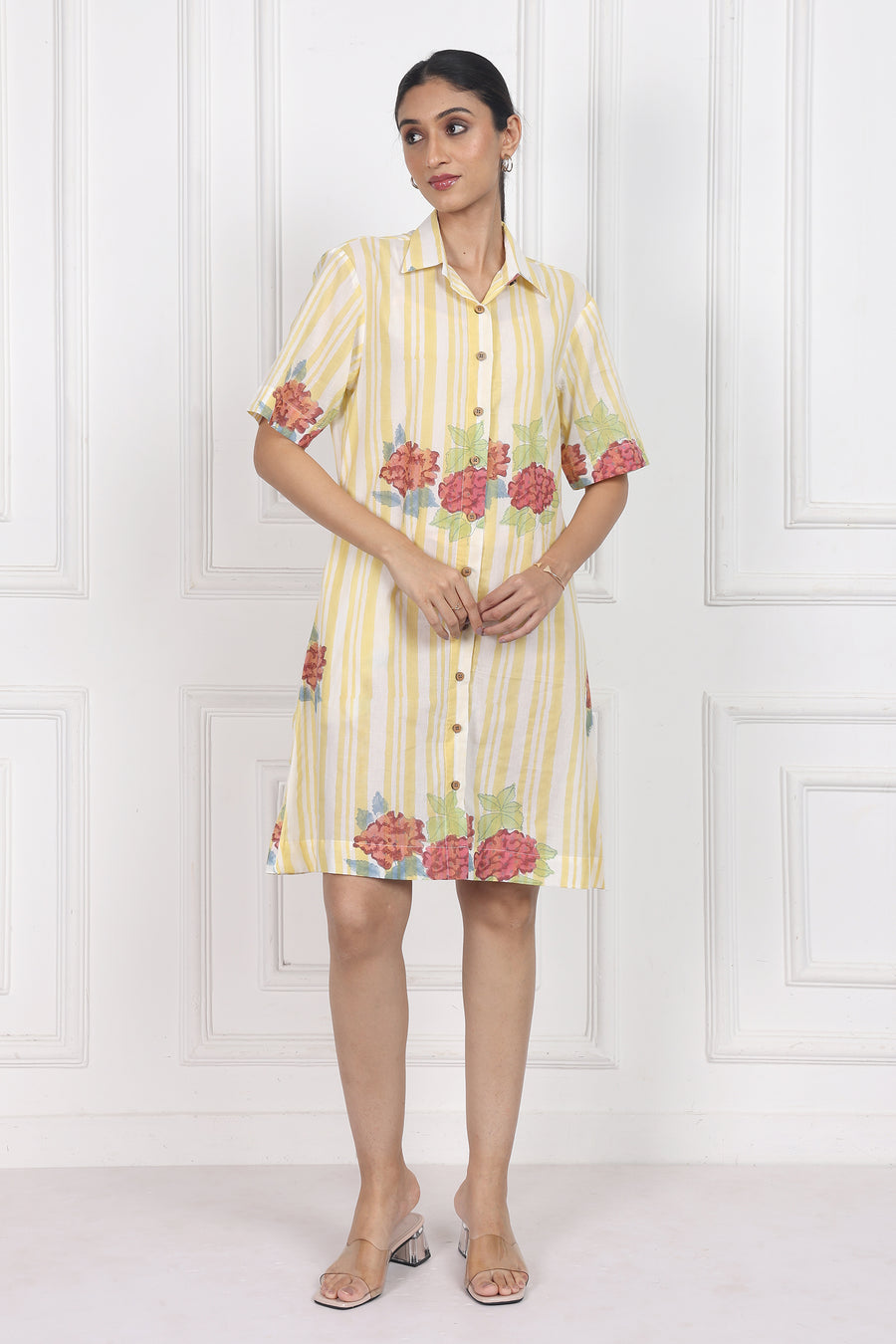 Hydrangea Mist Button Front Dress