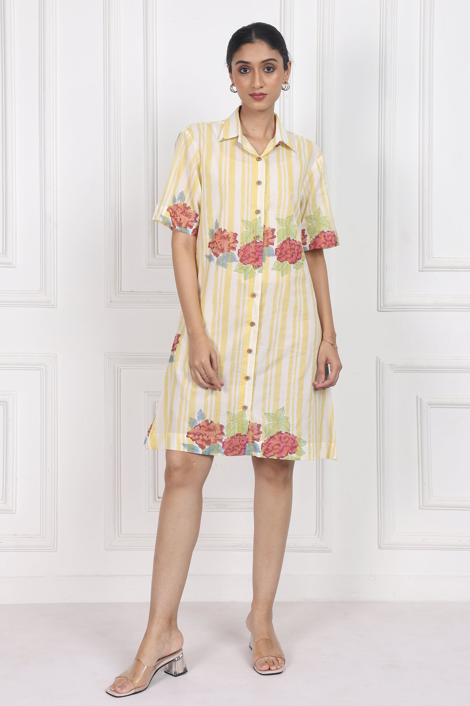 Wander Edit - Hydrangea Mist Button Front Dress