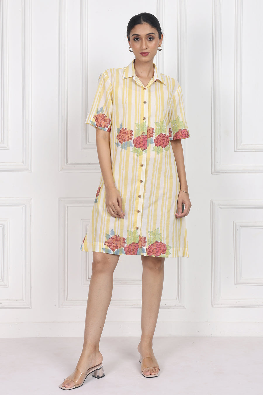 Hydrangea Mist Button Front Dress