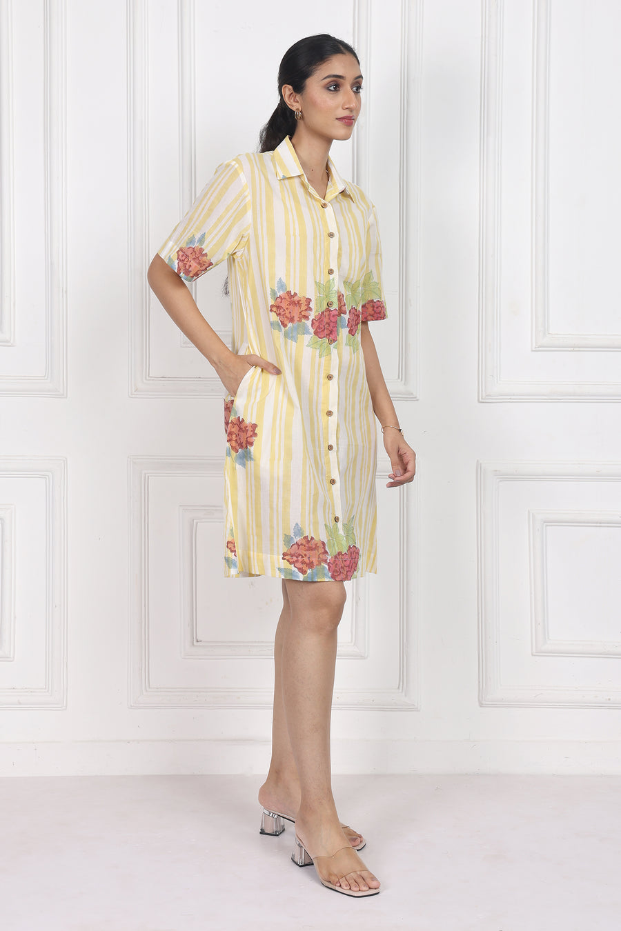 Hydrangea Mist Button Front Dress