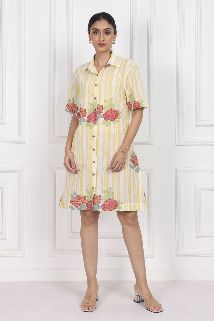 Hydrangea Mist Button Front Dress
