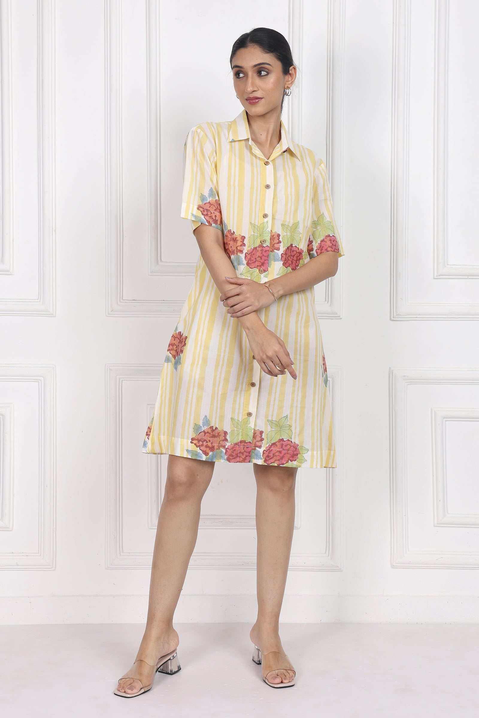 Wander Edit - Hydrangea Mist Button Front Dress