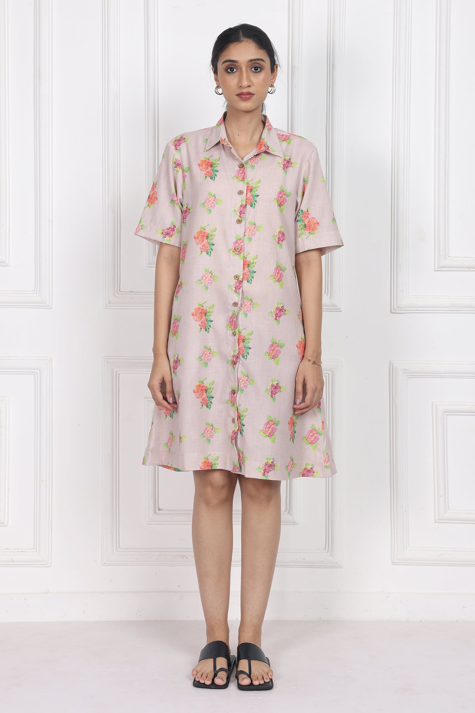 Wander Edit - Hydrangea Charm Botton Front Dress