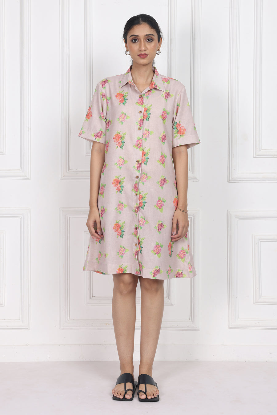 Hydrangea Charm Button Front Dress