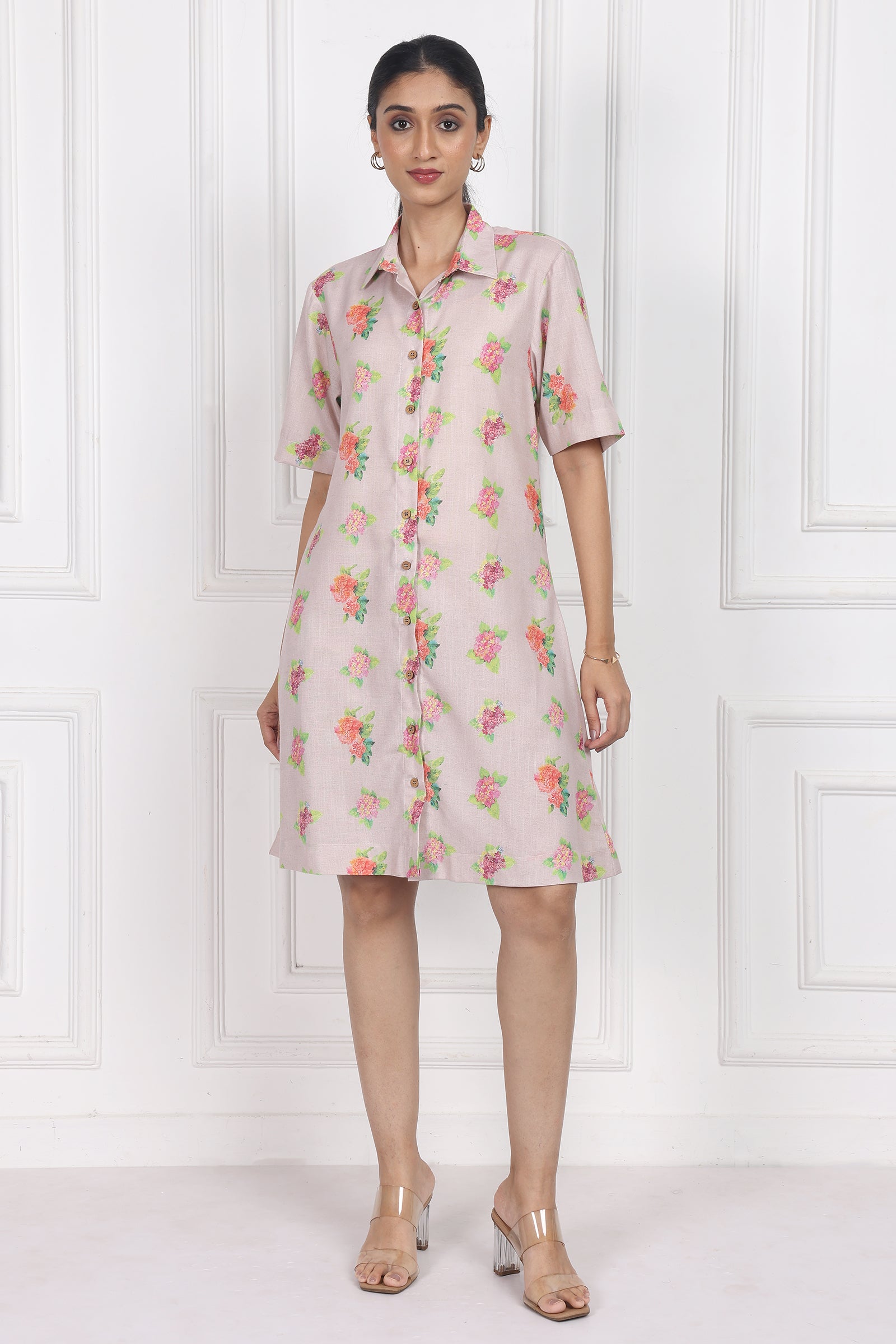 Wander Edit - Hydrangea Charm Botton Front Dress