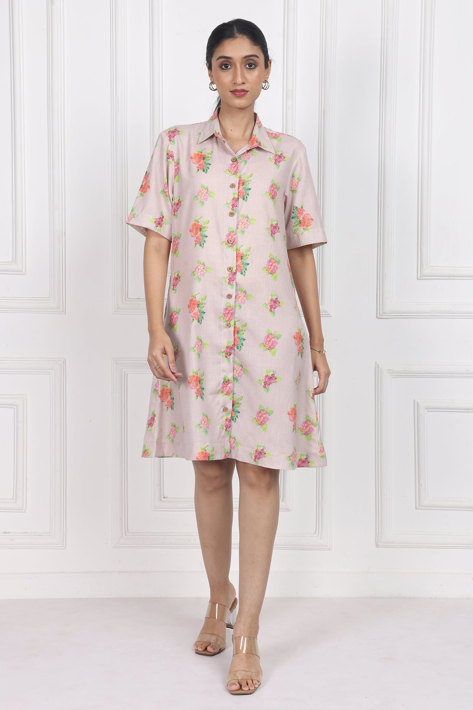 Wander Edit - Hydrangea Charm Botton Front Dress