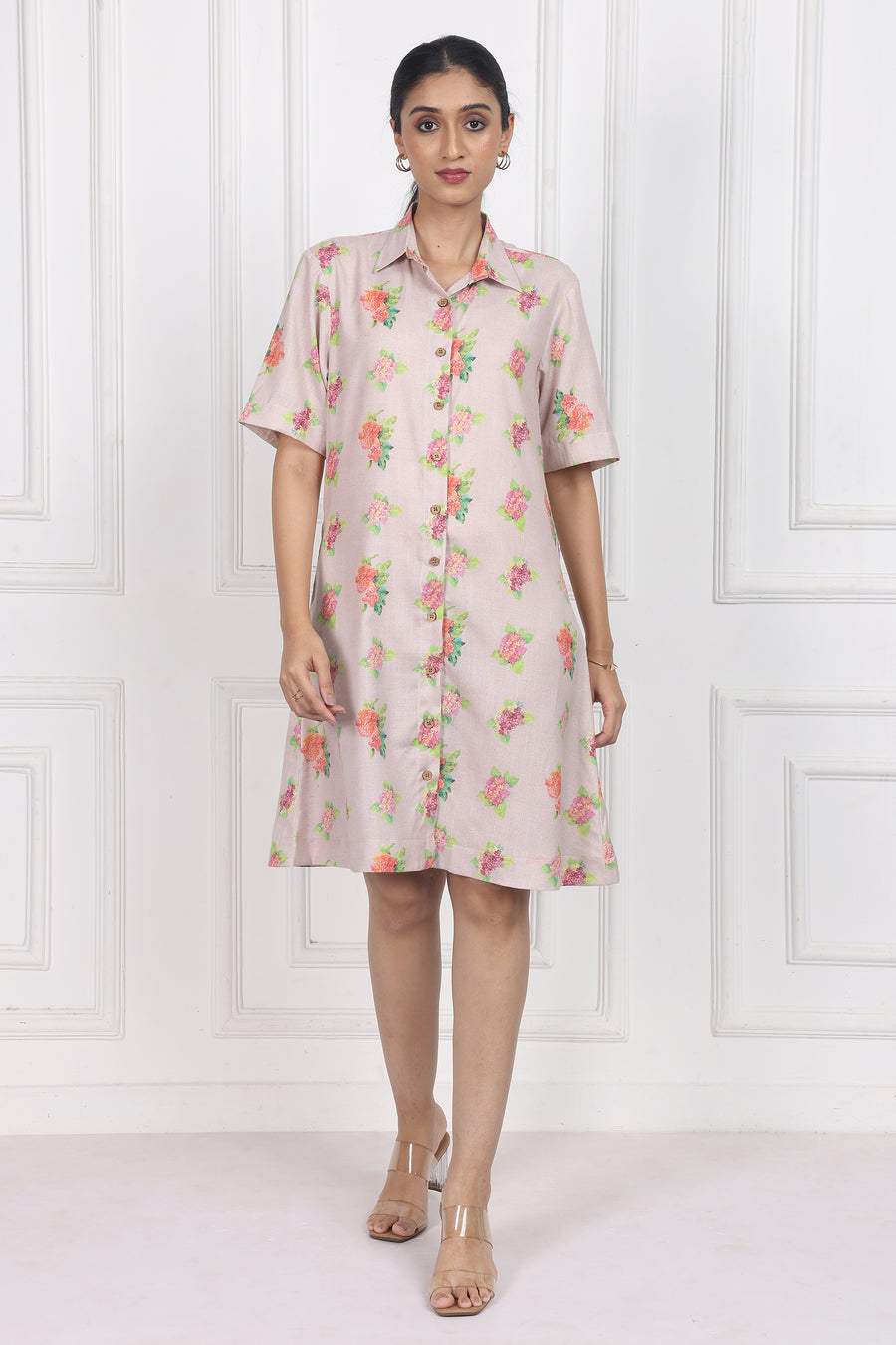 Hydrangea Charm Button Front Dress