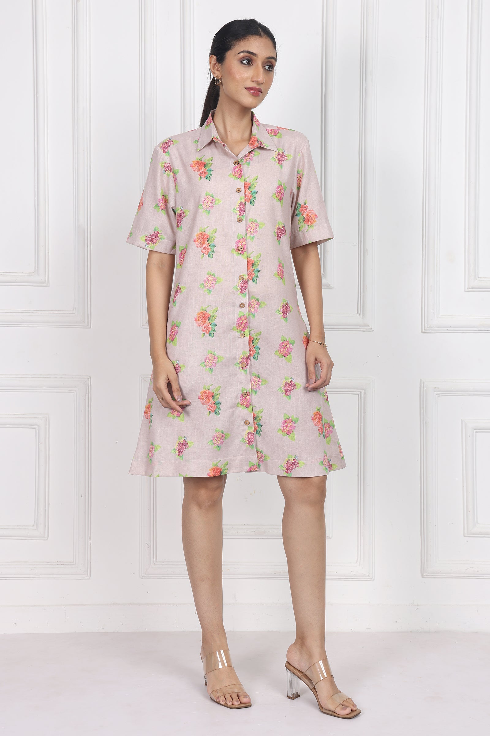 Wander Edit - Hydrangea Charm Botton Front Dress