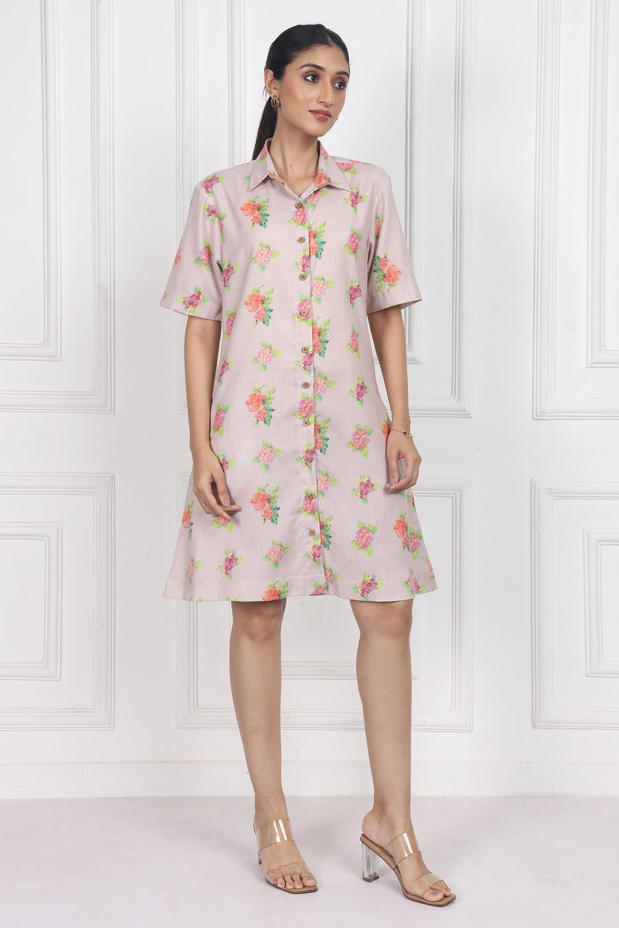 Hydrangea Charm Button Front Dress