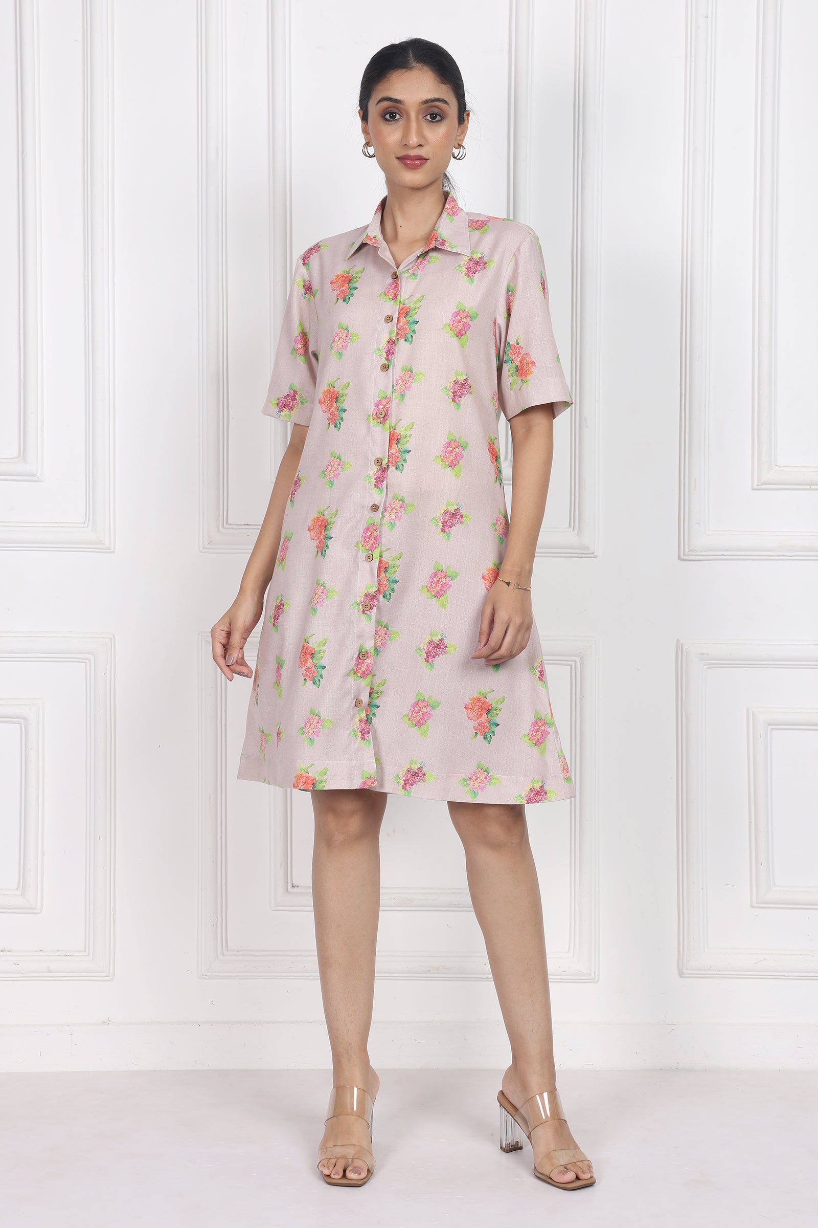 Wander Edit - Hydrangea Charm Botton Front Dress
