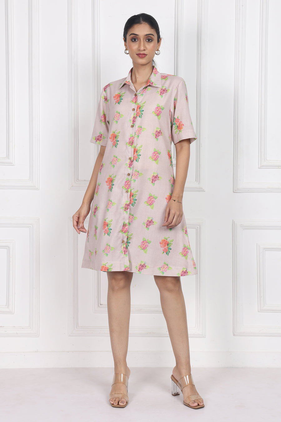 Hydrangea Charm Button Front Dress