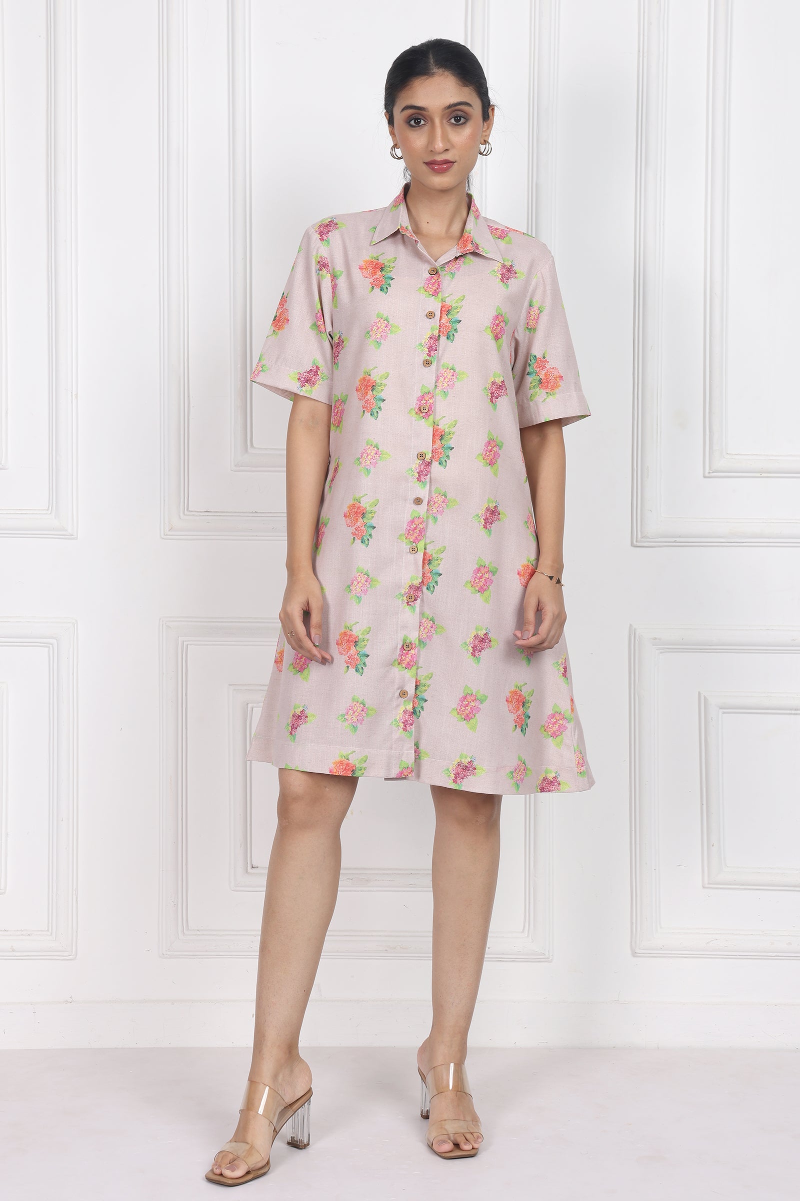 Wander Edit - Hydrangea Charm Botton Front Dress