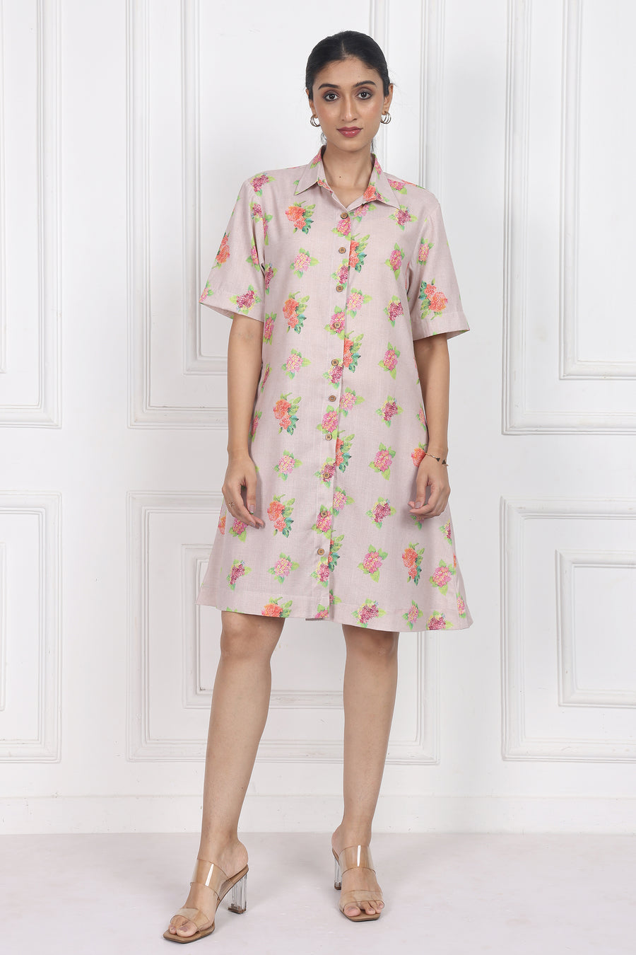 Hydrangea Charm Button Front Dress