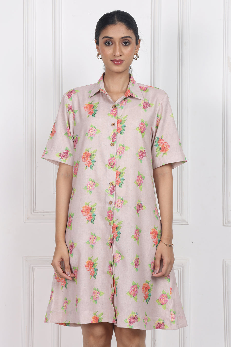 Hydrangea Charm Button Front Dress